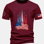 Regular Fit Fighter Jets With USA Flag Print Cotton T-Shirt