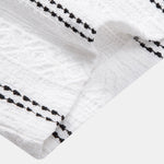 Geometric Striped Jacquard Button Up Shirt & Crinkled Textured Drawstring Shorts