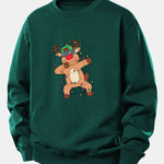 Christmas Lights Reindeer Print Relax Fit Sweatshirt