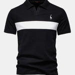 Contrast Pique V Neck Polo Shirt