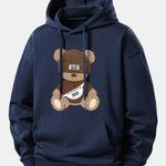 Stripe Bear Print Relax Fit Hoodie