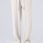 Single Pleat Drawstring Straight Leg Pants