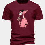 Regular Fit Pink Panther Print Cotton T-Shirt