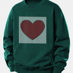 Striped Heart Print Relax Fit Sweatshirt