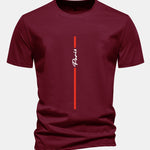 Regular Fit Stripe Paris Print Cotton T-Shirt