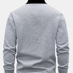Contrast Zipper Polo Collar Sweatshirt