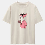 Pink Panther Print Drop Shoulder Oversize T-Shirt