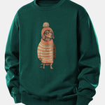 Dachshund Wearing Sweater Print Relax Fit Sweatshirt