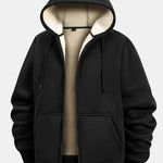 Teddy Lined Zipper Kangaroo Pocket Hoodie