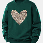 Leopard Heart Print Relax Fit Sweatshirt