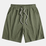 Linen Look Striped Button Up Shirt & Drawstring Shorts
