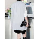 Women's Large Pocket Dropped Shoulder Sleeveless Blazer Vest
