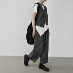 Women's Striped Elastic-Waist Casual Pants