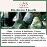 Buddha Stones 14K Gold Filled Copper Natural Green Agate Power Metal Cuff Bracelet Bangle