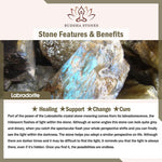 Buddha Stones Natural Labradorite Cute Cat Head Healing Change Bracelet