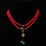 Buddha Stones Tibetan Mala Red Turquoise Lucky Necklace Bracelet