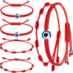 Buddha Stones 4Pcs Evil Eye Seven Knot Red String Protection Bracelet
