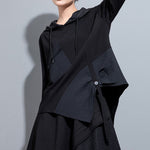 Hooded Irregular Stitching Long Sleeves T-shirts