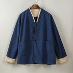 Contrast Trim Frog Button Zen Kimono Jacket