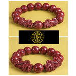 Buddha Stones Natural Double PiXiu Cinnabar Om Mani Padme Hum Wealth Luck Bead Bracelet
