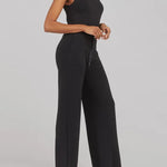 Zeagoo Women's Adjustable Belt Overalls Rompers Sleeveless Wide Leg Jumpsuit