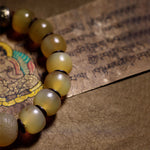 Buddha Stones Handmade Tibetan Sheep Horn Om Mani Padme Hum Auspiciousness Bracelet