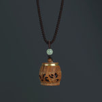 Buddha Stones Tibet Green Sandalwood Rosewood Om Mani Padme Hum Lotus Positive Soothing Necklace Pendant