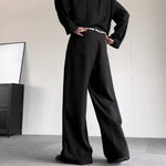 Japanese Retro Button Irregular Loose Straight Trousers
