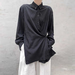 Loose Slit-buttoned Two-way Shirt