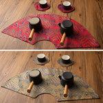 Buddha Stones Vintage Sea Wave Bamboo Plum Blossom Embroidered Cup Mat Pad Tea Cup Coaster Kung Fu Tea Mat