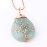 Buddha Stones Natural Quartz Crystal Tree Of Life Healing Energy Necklace Pendant