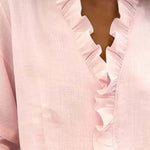 Susan | Blouse with Ruffles, V-Neck and Long Sleeves