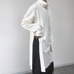 High Neck Side Slits Long Sweatshirt