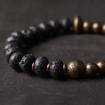 Buddha Stones Lava Rock Stone Copper Balance Cuff Bracelet Bangle