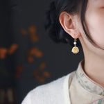 Buddha Stones Bodhi Seed Lovely Cat Paw Claw Peace Dangle Drop Earrings
