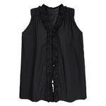 Women's Ruffle Trim Petal Collar Sleeveless Blouse