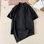 Ice Silk Retro Irregular Loose Short-sleeved Shirt