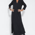 Zeagoo Women's Casual Solid Color Long Sleeve V-neck Maxi Dress