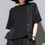 Panelled Loose Button T-shirt