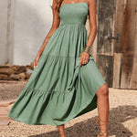 Zeagoo Women's Bohemian Long Dress Spaghetti Strap Solid Swing Beach Sleeveless Maxi Dress