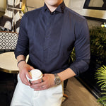 French Wing Collar Slim Fit Dress Shirt