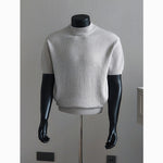 Turtleneck Short-sleeved Striped Sweater