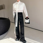 Hollow Mesh Patchwork Casual Shirt