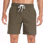 2 In 1 Solid Color Drawstring Swim Shorts