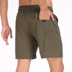 2 In 1 Solid Color Drawstring Swim Shorts