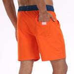 2 In 1 Solid Color Drawstring Swim Shorts With Pocket
