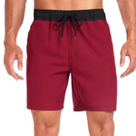 2 In 1 Solid Color Drawstring Swim Shorts With Pocket