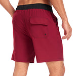 2 In 1 Solid Color Drawstring Swim Shorts With Pocket