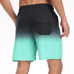 2 In 1 Drawstring Beach Swim Shorts With Pocket