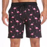 2 In 1 Flamingo Print Pocket Drawstring Swim Shorts